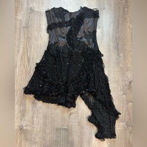 Juan Carlos Pinera Vintage Couture Black Silk Corset Strapless Asymmetric Dress